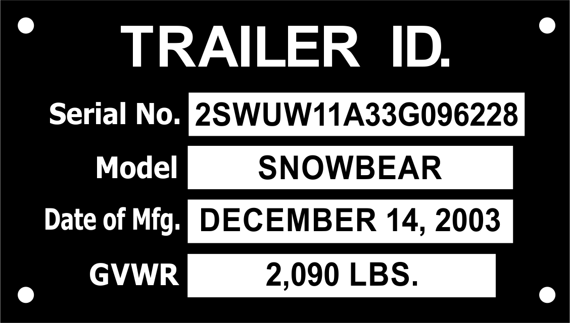 Trailer ID Plate